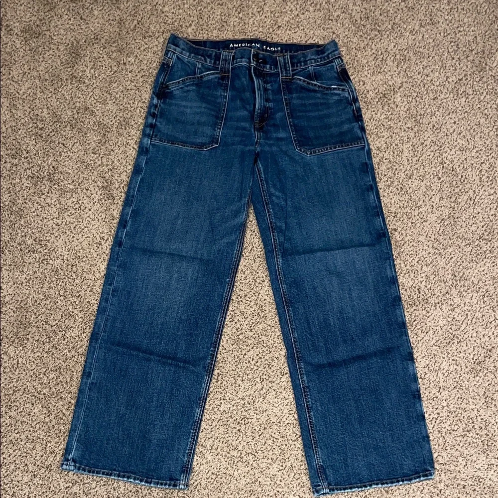 American Eagle Outfitters Women’s Dark Blue Relaxed Jeans - Picture 1 of 4